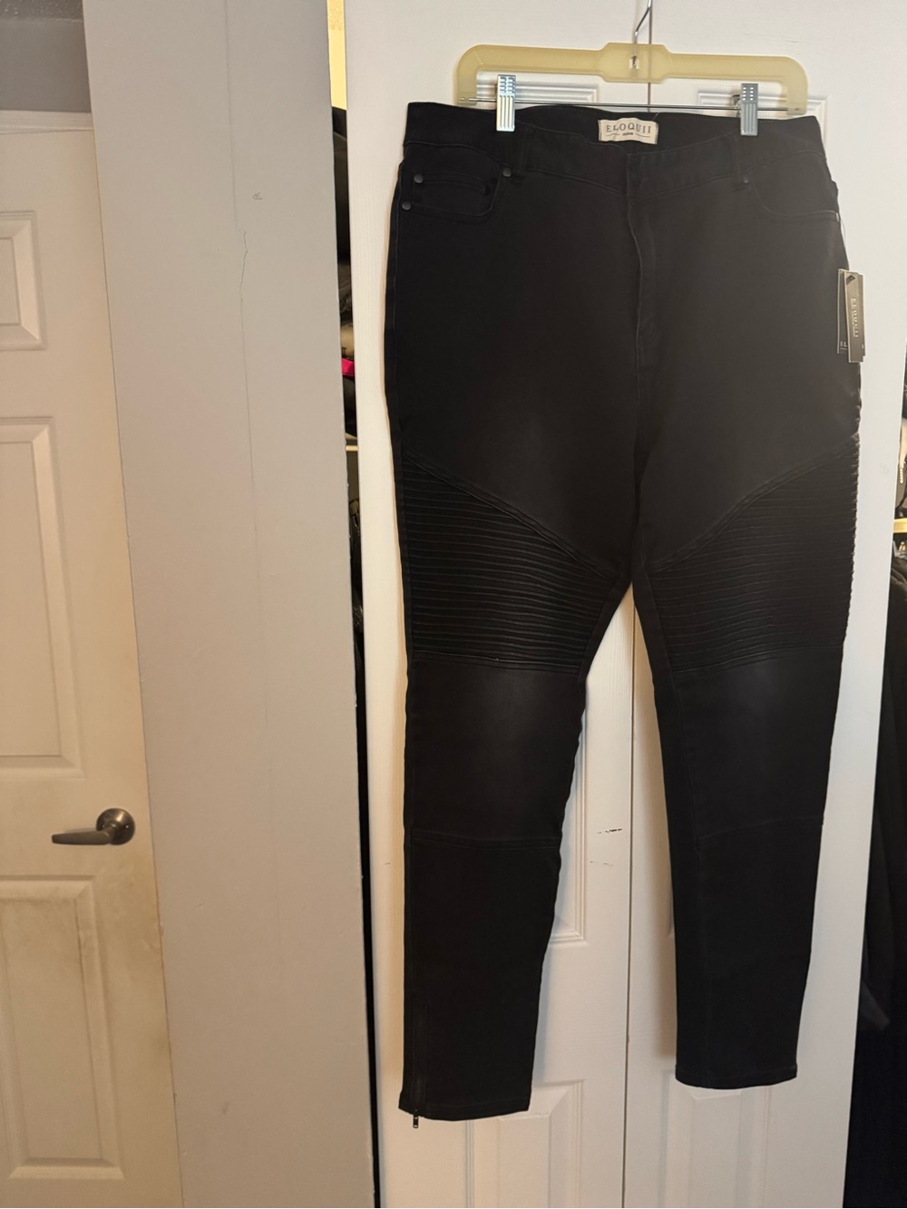 Eloquii Black Skinny Moto-Detail Jeans